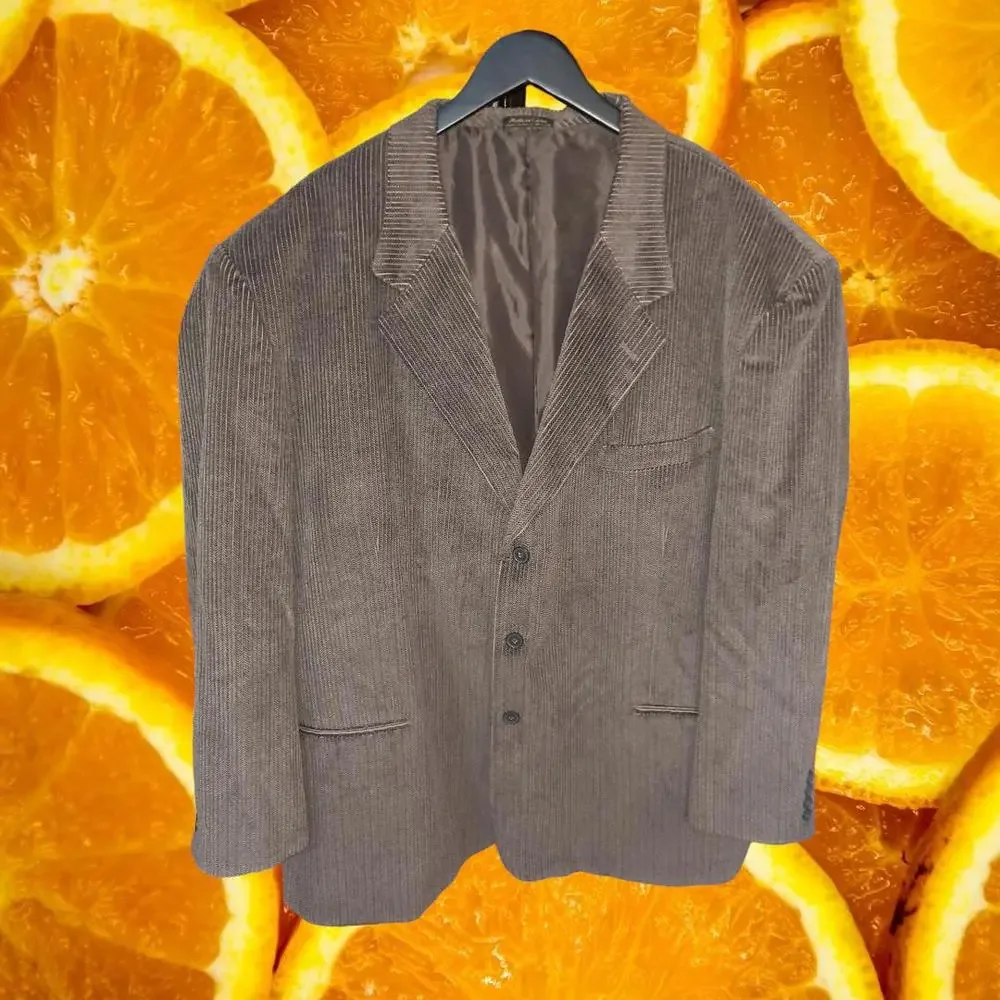 Alexander Lloyd Tan Corduroy‎ 3 Button Blazer 100% Cotton Size 54L